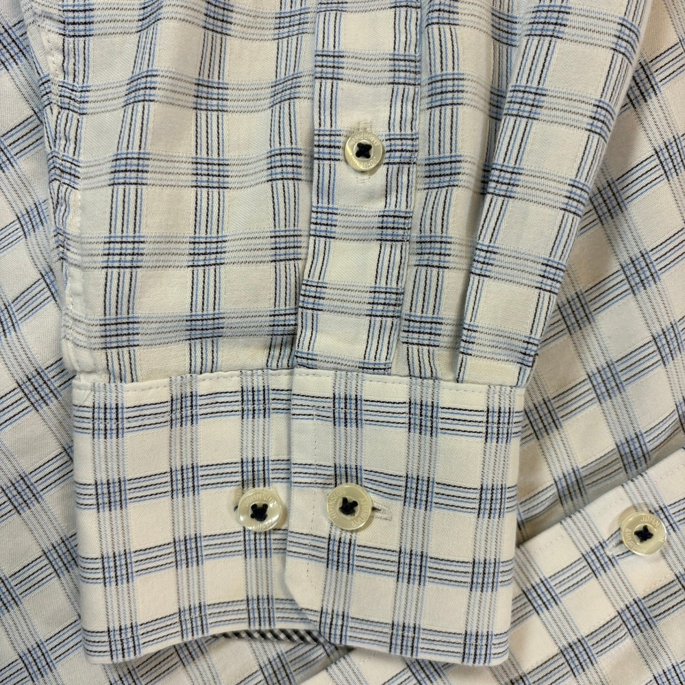 Johnston & Murphy Button Down Shirt Mens XL Blue Plaid Tailored Fit Long Sleeve - Picture 8 of 11